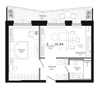 Квартира 54,4 м², 1-комнатная - изображение 2