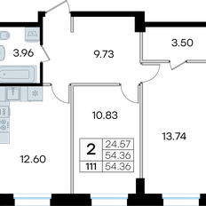 Квартира 54,4 м², 2-комнатная - изображение 3