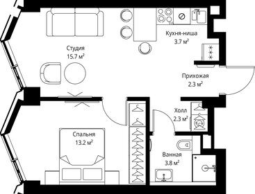 Квартира 41 м², 1-комнатная - изображение 2