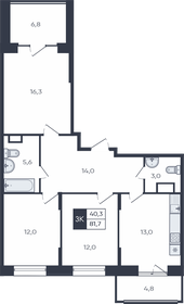 Квартира 81,7 м², 3-комнатная - изображение 1