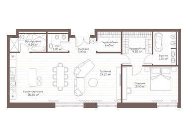 Квартира 105,9 м², 1-комнатная - изображение 2