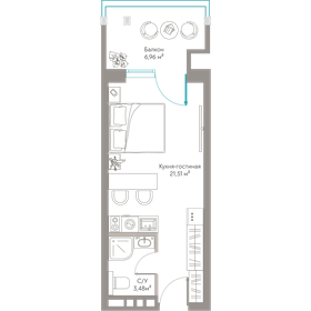 Квартира 32 м², студия - изображение 1