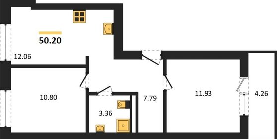 Квартира 50 м², 2-комнатная - изображение 1