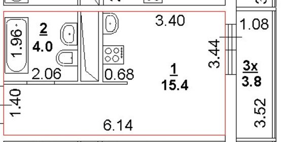 Квартира 23 м², студия - изображение 1