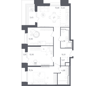 Квартира 86,8 м², 3-комнатные - изображение 1