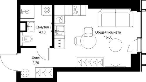Квартира 23,3 м², студия - изображение 2