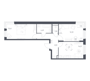Квартира 58,9 м², 2-комнатная - изображение 1