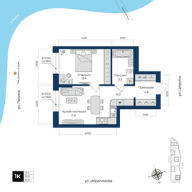 Квартира 39,9 м², 1-комнатная - изображение 1