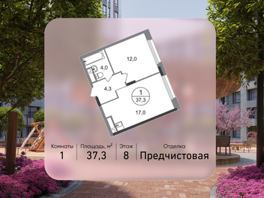 Квартира 37,3 м², 1-комнатная - изображение 1