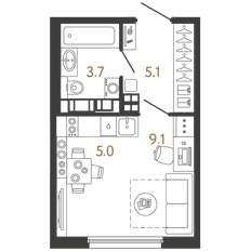 Квартира 22,9 м², студия - изображение 2