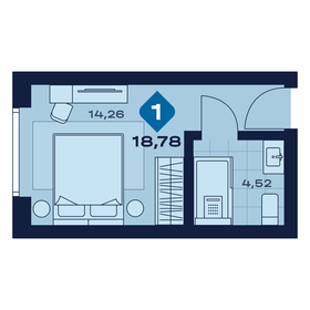 Квартира 18,8 м², 1-комнатные - изображение 1