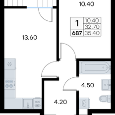Квартира 36,1 м², 1-комнатная - изображение 2