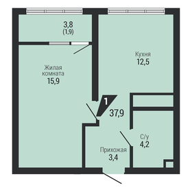 Квартира 37,9 м², 1-комнатная - изображение 2