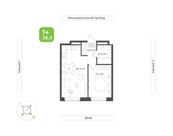 Квартира 38,5 м², 1-комнатная - изображение 1