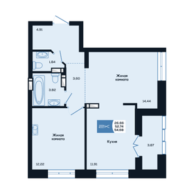 Квартира 54,7 м², 2-комнатная - изображение 1