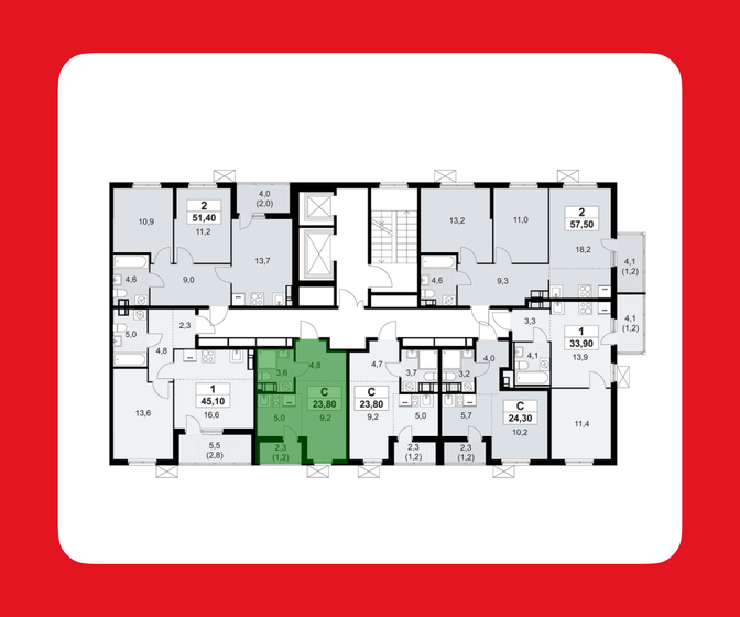 23,9 м², квартира-студия 5 300 206 ₽ - изображение 47