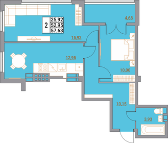Квартира 57,8 м², 2-комнатная - изображение 1