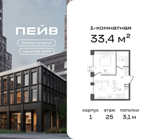 Квартира 33,4 м², 1-комнатная - изображение 1