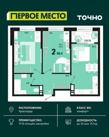Квартира 58,4 м², 2-комнатная - изображение 1