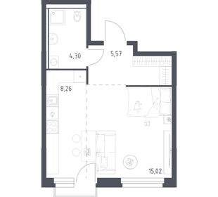 Квартира 33,2 м², студия - изображение 1