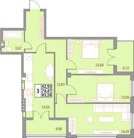 Квартира 83,4 м², 3-комнатная - изображение 1