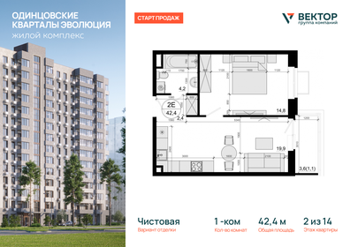 Квартира 42,4 м², 1-комнатная - изображение 1