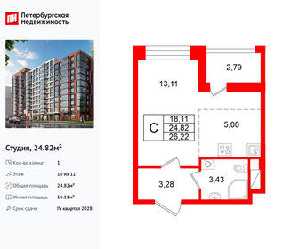 Квартира 24,8 м², студия - изображение 1