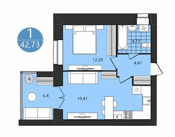 Квартира 42,9 м², 1-комнатная - изображение 1