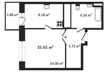 Квартира 35,7 м², 1-комнатная - изображение 1