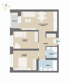 Квартира 63,9 м², 2-комнатная - изображение 1