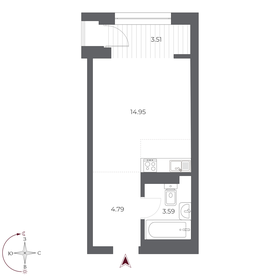 Квартира 26,8 м², студия - изображение 1