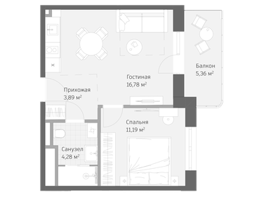 Квартира 41,5 м², 2-комнатные - изображение 1