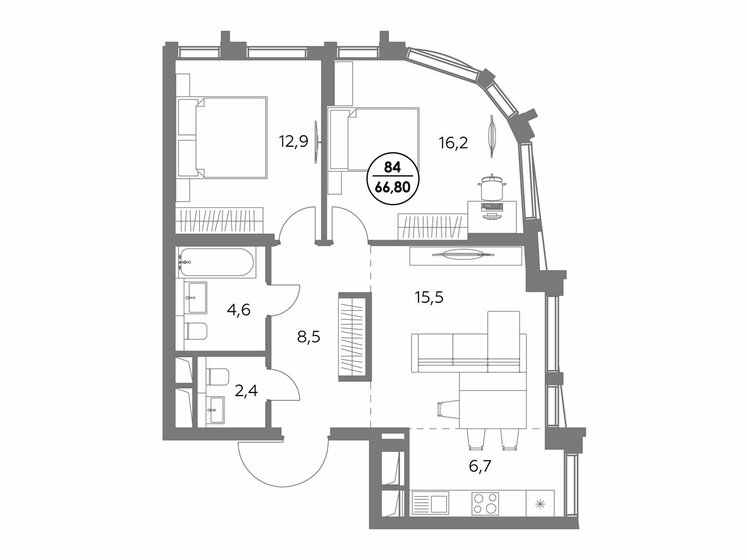65 м², 4-комнатная квартира 34 000 000 ₽ - изображение 129