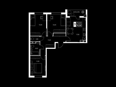 Квартира 75,2 м², 3-комнатная - изображение 1