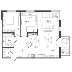 Квартира 93,1 м², 2-комнатные - изображение 2