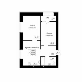Квартира 59,4 м², 2-комнатная - изображение 1