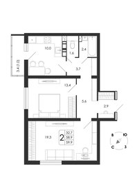 Квартира 59,9 м², 2-комнатная - изображение 1