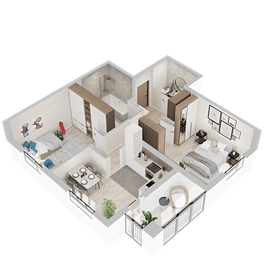 Квартира 57,9 м², 2-комнатная - изображение 1