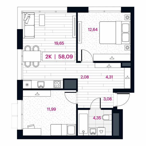 44,9 м², 2-комнатная квартира 3 995 000 ₽ - изображение 67