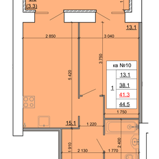 Квартира 41,3 м², 1-комнатная - изображение 4