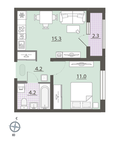 Квартира 35,9 м², 1-комнатная - изображение 2