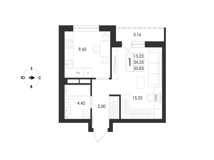 30,6 м², 1-комнатная квартира 3 100 000 ₽ - изображение 77