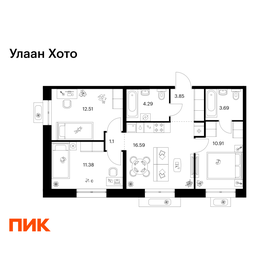 Квартира 64,3 м², 3-комнатная - изображение 1