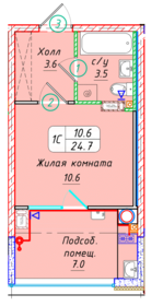 Квартира 24,7 м², студия - изображение 1