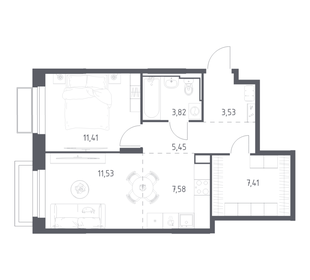 Квартира 50,7 м², 1-комнатная - изображение 1