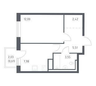 Квартира 32,1 м², 1-комнатная - изображение 1