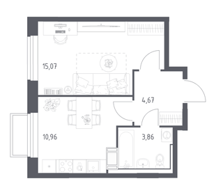 Квартира 34,6 м², 1-комнатная - изображение 1
