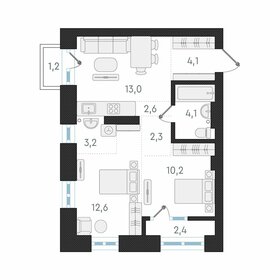Квартира 55,7 м², 3-комнатная - изображение 1