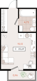 Квартира 25,7 м², студия - изображение 1