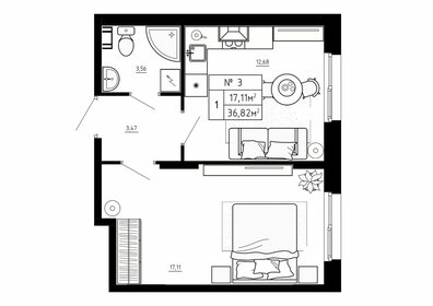 Квартира 36,8 м², 1-комнатная - изображение 1